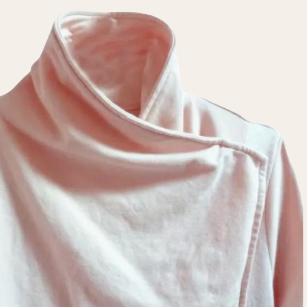 Anthropologie Quilted Moto Jacket Large Ivory SOFT Breathable Zip Front Drapey - Picture 10 of 16